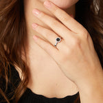Load image into Gallery viewer, Sterling Silver Black Cubic Zirconia  Halo Ring JOOLS by Jenny Brown
