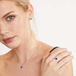 Load image into Gallery viewer, Sterling Silver Halo Ring Set With a 1 .3 Carat Round Cubic Zirconia Stone . Sapphire Blue  Amethyst Blue Topaz Zirconia StonesRings - JOOLS By Jenny Brown
