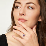 Load image into Gallery viewer, Sterling Silver Amethyst Cubic Zirconia  Halo Ring JOOLS by Jenny Brown
