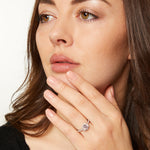 Load image into Gallery viewer, Sterling Silver Light Pink Cubic Zirconia Halo Ring -JOOLS by Jenny Brown
