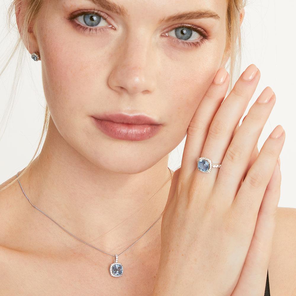 Sterling Silver And 3 Carat Cushion Cut Blue Topaz Zirconia Ring - JOOLS By Jenny Brown
