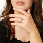 Load image into Gallery viewer, Sterling Silver And 3 Carat Halo Cushion Cut Light Pink Zirconia Ring - JOOLS By Jenny Brown
