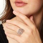 Load image into Gallery viewer, Sterling Silver Five Open Band Ring  Set With Cubic Zirconia Stones - JOOLS By Jenny Brown
