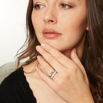 Load image into Gallery viewer, Sterling Silver Band Ring  Half Polished Half Cubic Zirconia Set Stones - JOOLS By Jenny Brown
