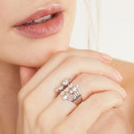 Load image into Gallery viewer, Sterling Silver Open Band Ring With Cubic Zirconia Tips- JOOLS By Jenny Brown
