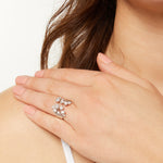 Load image into Gallery viewer, Sterling Silver Open Band Ring With Cubic Zirconia Tips- JOOLS By Jenny Brown
