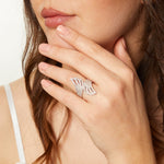Load image into Gallery viewer, Sterling Silver Cubic Zirconia Wing Ring - JOOLS By Jenny Brown
