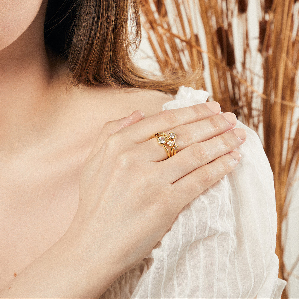 Yellow Gold 5 Stone Bubble Ring-JOOLS by Jenny Brown