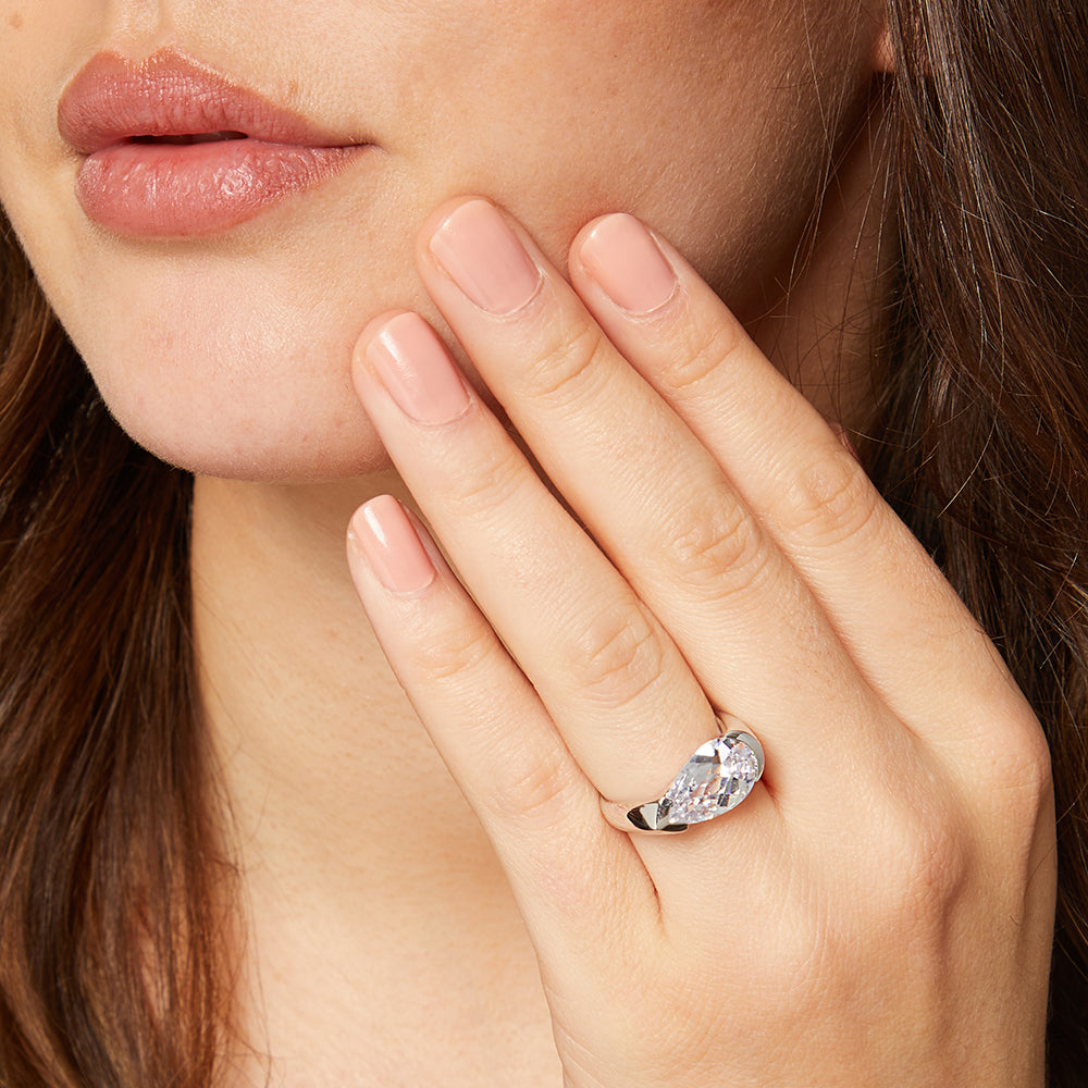 Sterling Silver  5.75 Carat  Pear Solitaire Ring  - JOOLS By Jenny Brown