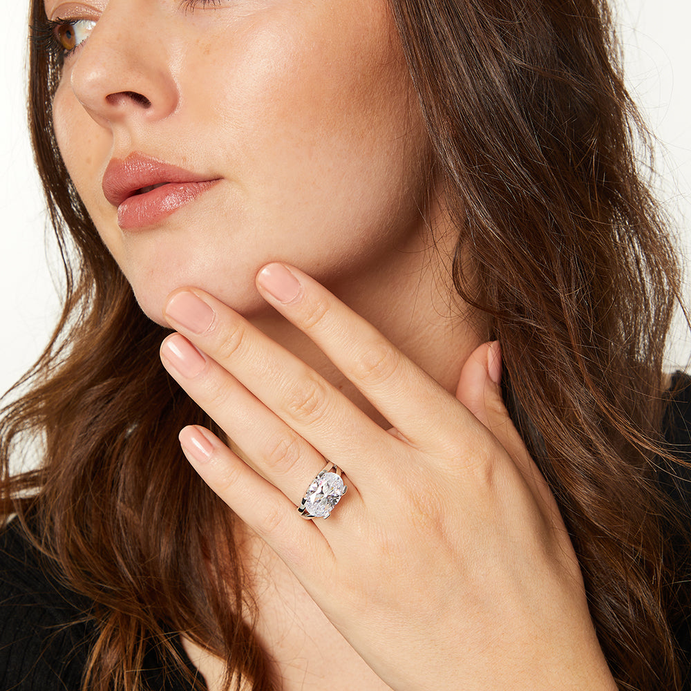 Sterling Silver Oval Solitaire Ring - JOOLS By Jenny Brown