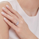 Load image into Gallery viewer, Sterling Silver Band  Ring Pave Set Half Band with Cubic Zirconia StonesRings - JOOLS By Jenny Brown
