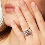 Load image into Gallery viewer, Sterling Silver  Triple Band  Tension Set Cubic Zirconia Ring JOOLS by Jenny Brown
