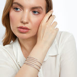 Load image into Gallery viewer, Sterling Silver Wide Cuff Bangle With Cubic Zirconia Strands On  A Spring Opening JOOLS by  Jenny Brown
