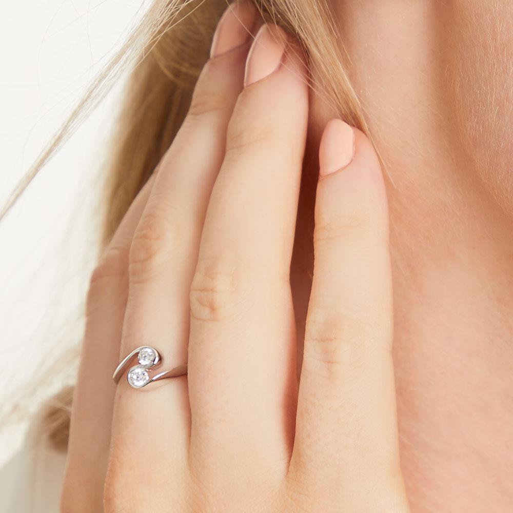 Sterling Silver Ring S Shape With  Cubic Zirconia Stones -JOOLS by Jenny Brown