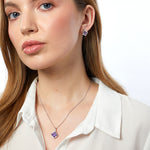 Load image into Gallery viewer, Sterling Silver And Amethyst Cubic Zirconia Square Offset Earrings - JOOLS By Jenny Brown
