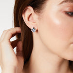 Load image into Gallery viewer, Sterling Silver Blue Topaz Cubic Zirconia  Earrings
