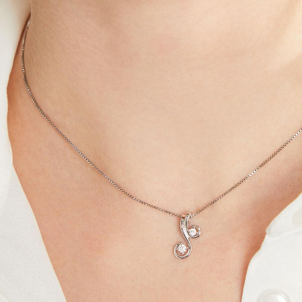 Sterling Silver Pendant- S Shape With Two Round Cubic Zirconia Stones - JOOLS By Jenny Brown