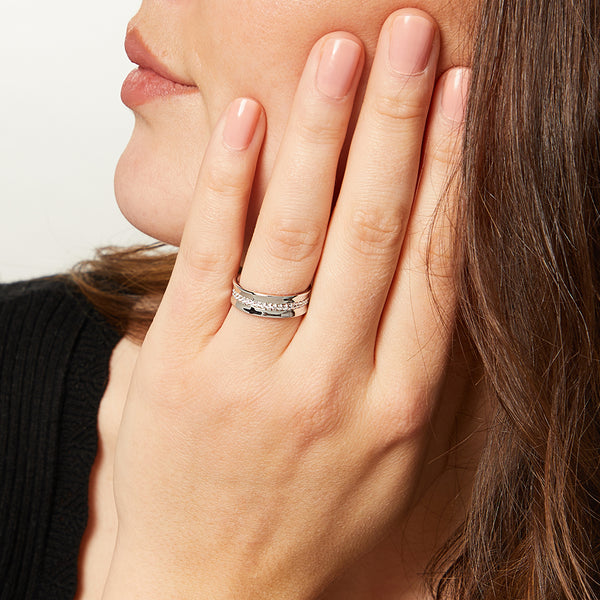 Sterling Silver Ring With Cubic Zirconia Concave Inner Band- JOOLS by Jenny Brown