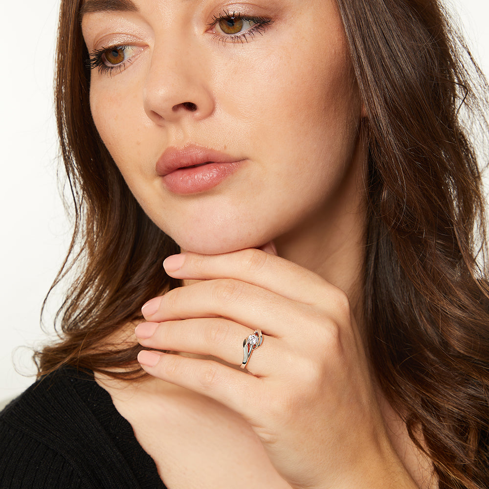 Sterling Silver Solitaire Ring In An Open Twist Setting JOOLS by Jenny Brown