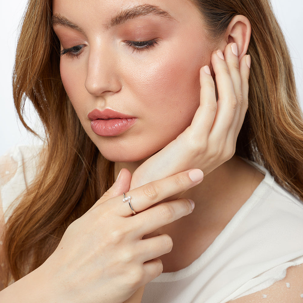 Sterling Silver Ring With Vertical Row Of 3 Cubic Zirconias JOOLS by Jenny Brown