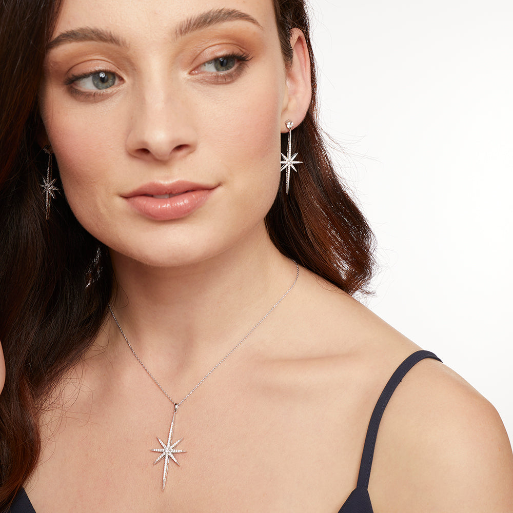 Sterling Silver Cubic Zirconia Large North Star Necklace - JOOLS By Jenny Brown