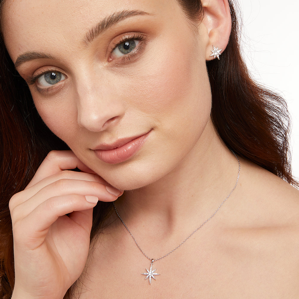 Sterling Silver Small North Star Necklace