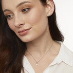 Load image into Gallery viewer, STERLING SILVER PEARL NECKLACE WITH A FIVE WHITE ZIRCONIA STONE HALO Necklace - JOOLS By Jenny Brown
