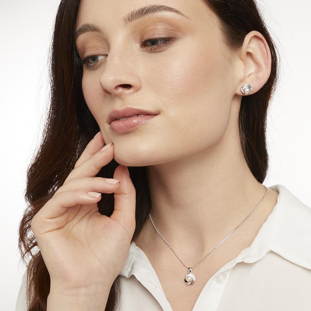 Sterling Silver  Swirl Necklace With A Pearl Centre-JOOLS by Jenny Brown