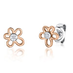 Load image into Gallery viewer, Sterling Silver And Rose Gold Flower Stud Earring s - JOOLS By Jenny Brown
