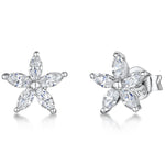 Load image into Gallery viewer, Sterling Silver And White Zirconia Five Stone  Flower Stud Earrings With A  Zirconia CentreEarrings - JOOLS By Jenny Brown
