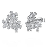 Load image into Gallery viewer, STERLING SILVER AND WHITE ZIRCONIA FLOWER CLUSTER EARRINGS - JOOLS By Jenny Brown
