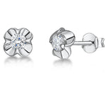 Load image into Gallery viewer, STERLING_SILVER_AND_WHITE_ZIRCONIA_FLOWER_EARRINGS_WITH_A_ZIRCONIA_CENTRE_
