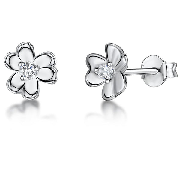 STERLING SILVER AND WHITE ZIRCONIA FLOWER EARRINGS WITH A  ZIRCONIA CENTREEarrings - JOOLS By Jenny Brown