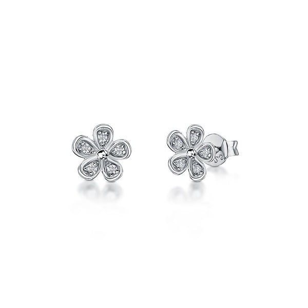 STERLING SILVER AND WHITE ZIRCONIA FLOWER EARRINGS WITH A  SILVER  CENTREEarrings - JOOLS By Jenny Brown
