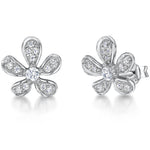 Load image into Gallery viewer, STERLING SILVER AND WHITE ZIRCONIA FLOWER PETAL EARRINGS WITH A  ZIRCONIA CENTREEarrings - JOOLS By Jenny Brown

