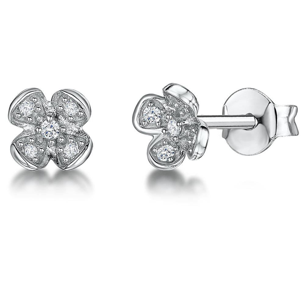 STERLING SILVER A PETAL EARRINGS WITH A  ZIRCONIA CENTRE- JOOLS By Jenny Brown
