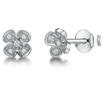 Load image into Gallery viewer, STERLING SILVER A PETAL EARRINGS WITH A  ZIRCONIA CENTRE- JOOLS By Jenny Brown
