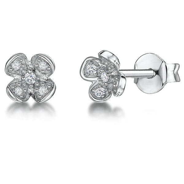 STERLING SILVER A PETAL EARRINGS WITH A  ZIRCONIA CENTRE- JOOLS By Jenny Brown