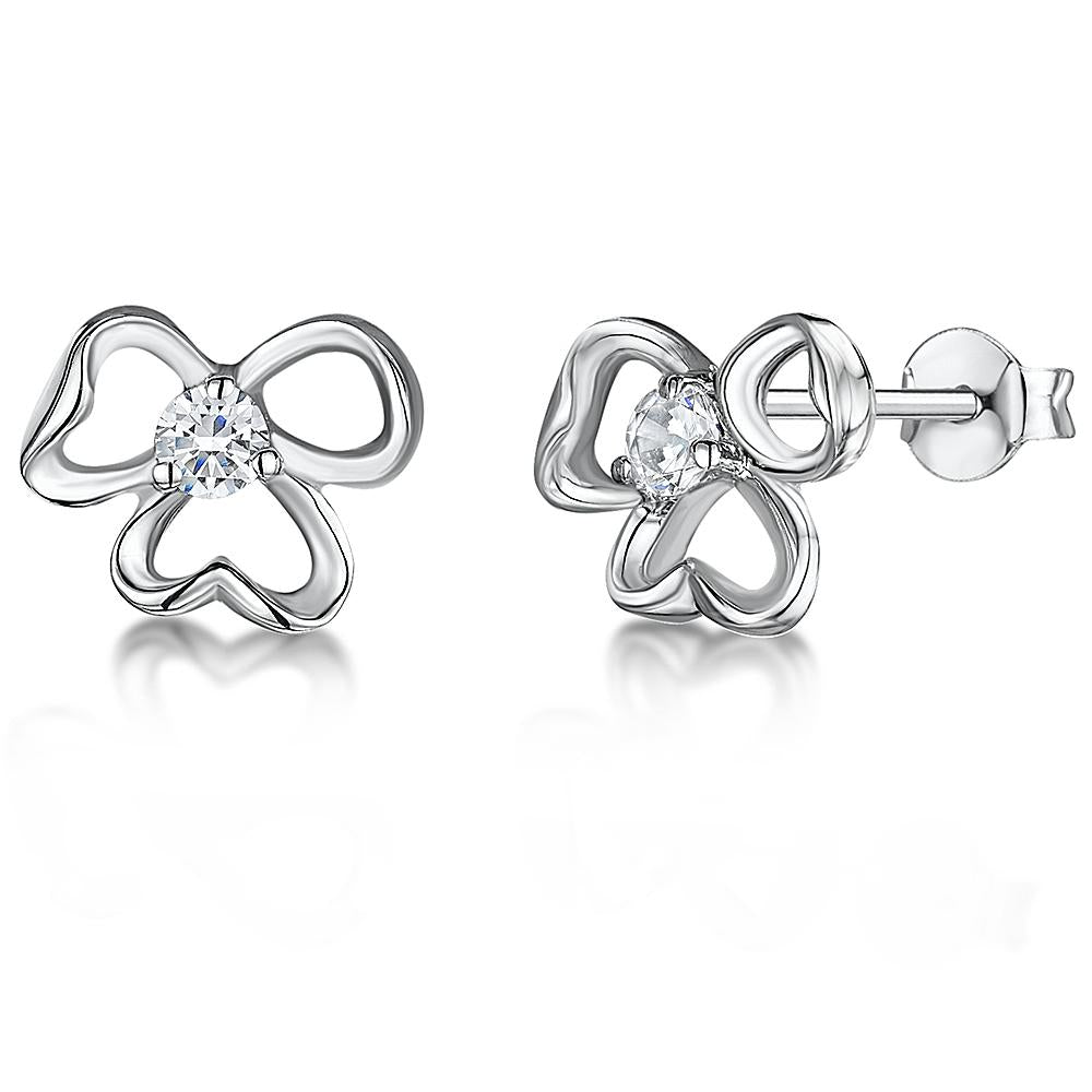 STERLING SILVER AND WHITE ZIRCONIA OPEN FLOWER STUD EARRINGS WITH A  ZIRCONIA CENTRE - JOOLS By Jenny Brown