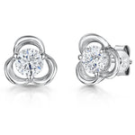 Load image into Gallery viewer, STERLING SILVER AND WHITE ZIRCONIA OPEN  THREE FLOWER STUD EARRINGS WITH A  ZIRCONIA CENTREEarrings - JOOLS By Jenny Brown
