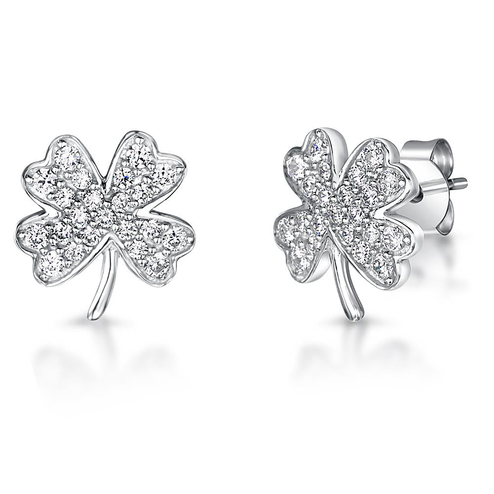 Sterling Silver Leaf Clover Earrings - JOOLS By Jenny Brown