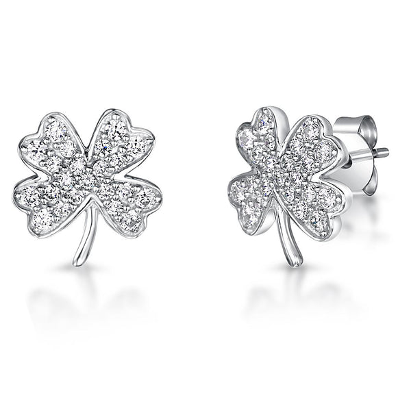 Sterling Silver Leaf Clover Earrings - JOOLS By Jenny Brown