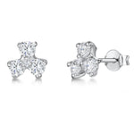 Load image into Gallery viewer, STERLING SILVER AND WHITE ZIRCONIA THREE POINT PETAL EARRINGS WITH A  ZIRCONIA CENTRE JOOLS By Jenny Brown
