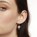 Load image into Gallery viewer, Sterling Silver Small North Star Drop  Stud Earrings With Brilliant Zirconia Stones - Platinum FinishedEarrings - JOOLS By Jenny Brown
