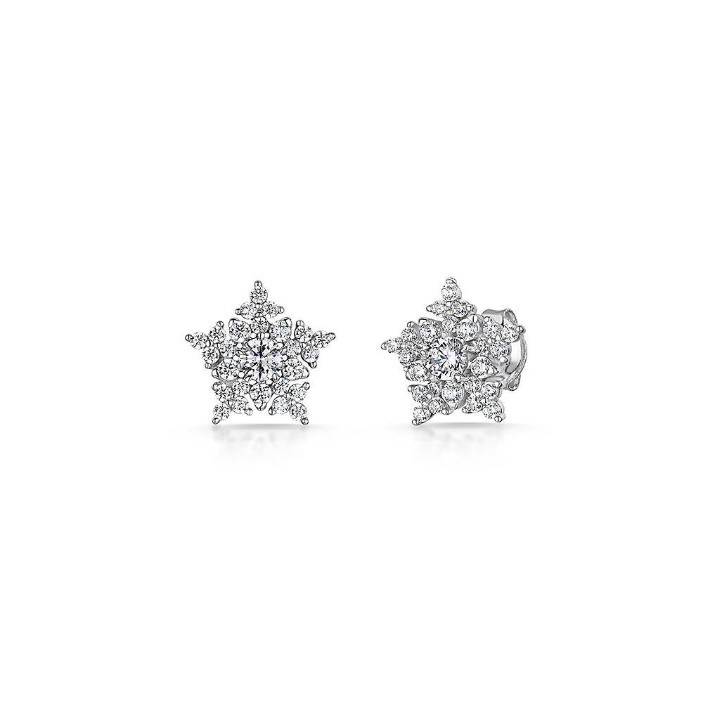 Sterling Silver Star Studs Set With A White Zirconia Surround - JOOLS By Jenny Brown