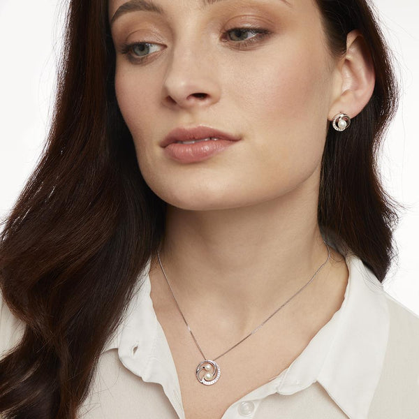 STERLING SILVER AND  PEARL SWIRL EARRINGS WITH WHITE ZIRCONIASEarrings - JOOLS By Jenny Brown