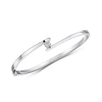 Load image into Gallery viewer, Sterling Silver Solitaire Cubic Zirconia  Bangle - JOOLS By Jenny Brown
