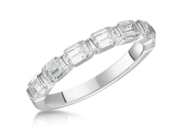 STERLING SILVER EMERALD CUT ONE CARAT HALF ETERNITY RING SET WITH FIVE CUT CUBIC ZIRCONIA STONES- JOOLS By Jenny Brown