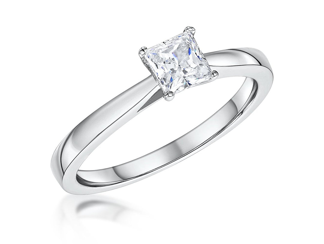 STERLING SILVER HALF A CARAT CARAT PRINCESS CUT SQUARE SOLITAIRE RING - JOOLS By Jenny Brown