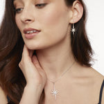 Load image into Gallery viewer, Sterling Silver North Star Shepherds Hook  Earrings Set With Brilliant Zirconia Stones Earrings - JOOLS By Jenny Brown
